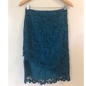 GUESS teal lace asymmetrical skirt